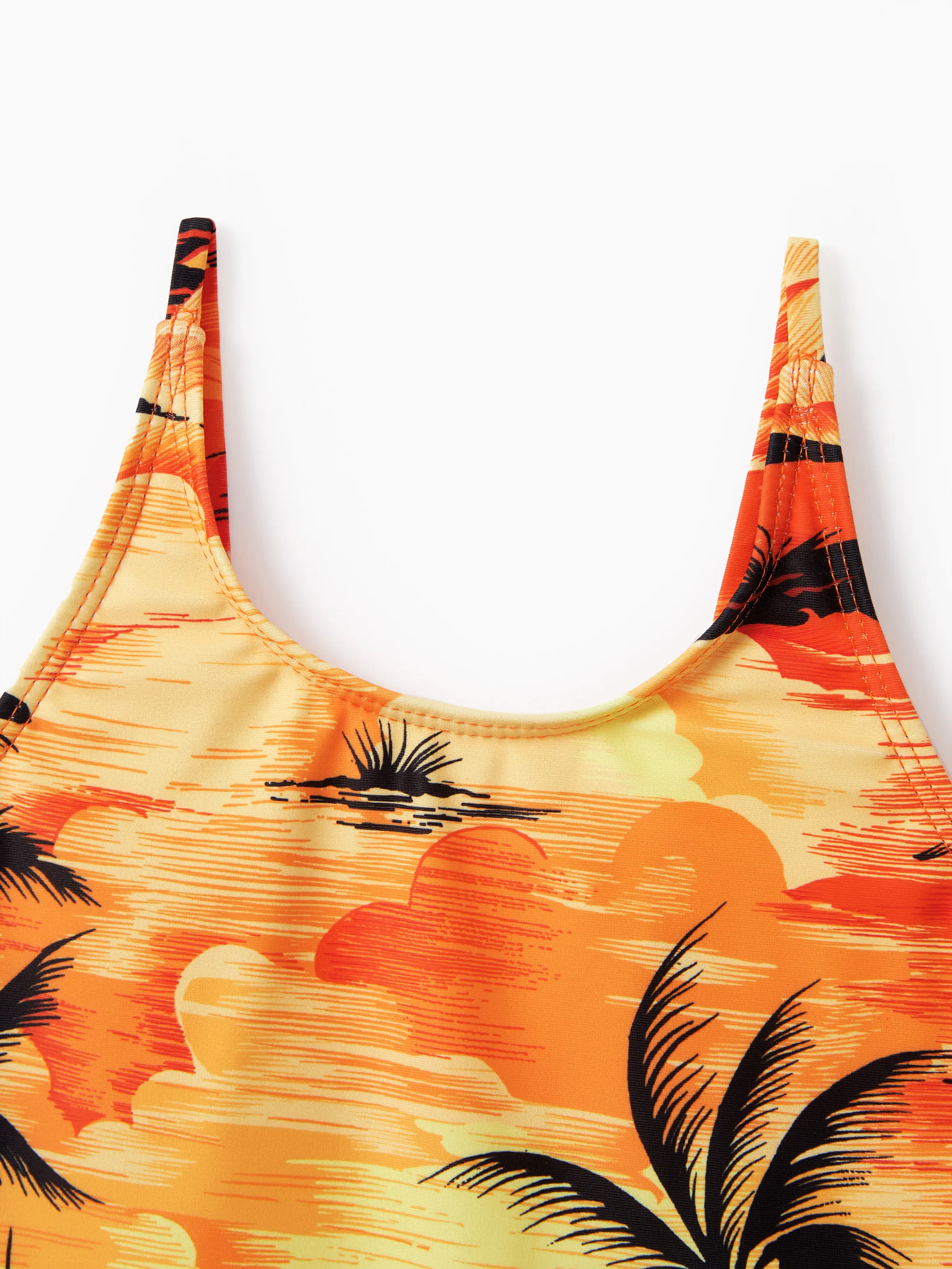 Toddler Girl Tropical Hawaiian Swimsuits Orange - Image 4