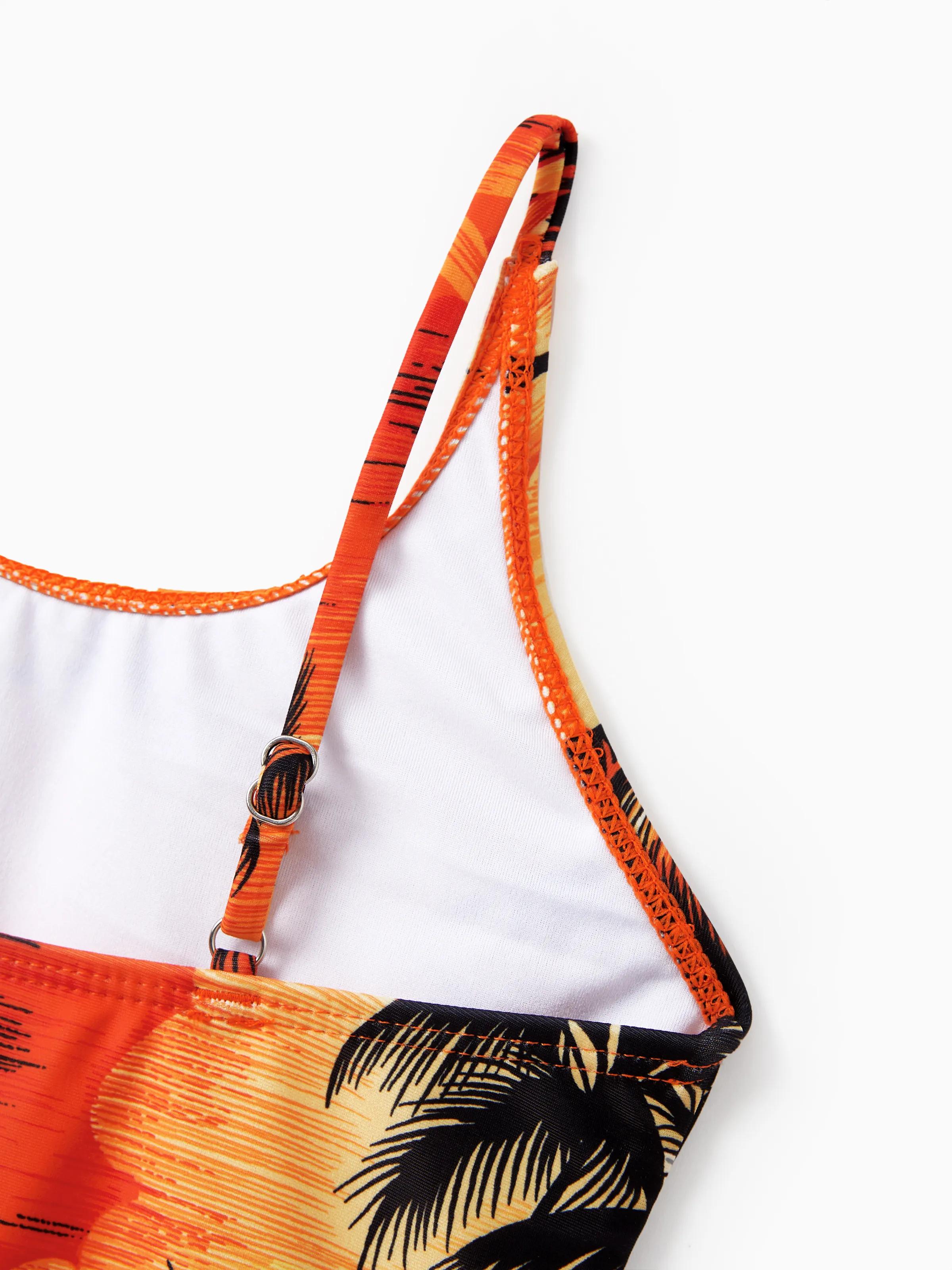 Toddler Girl Tropical Hawaiian Swimsuits Orange - Image 5