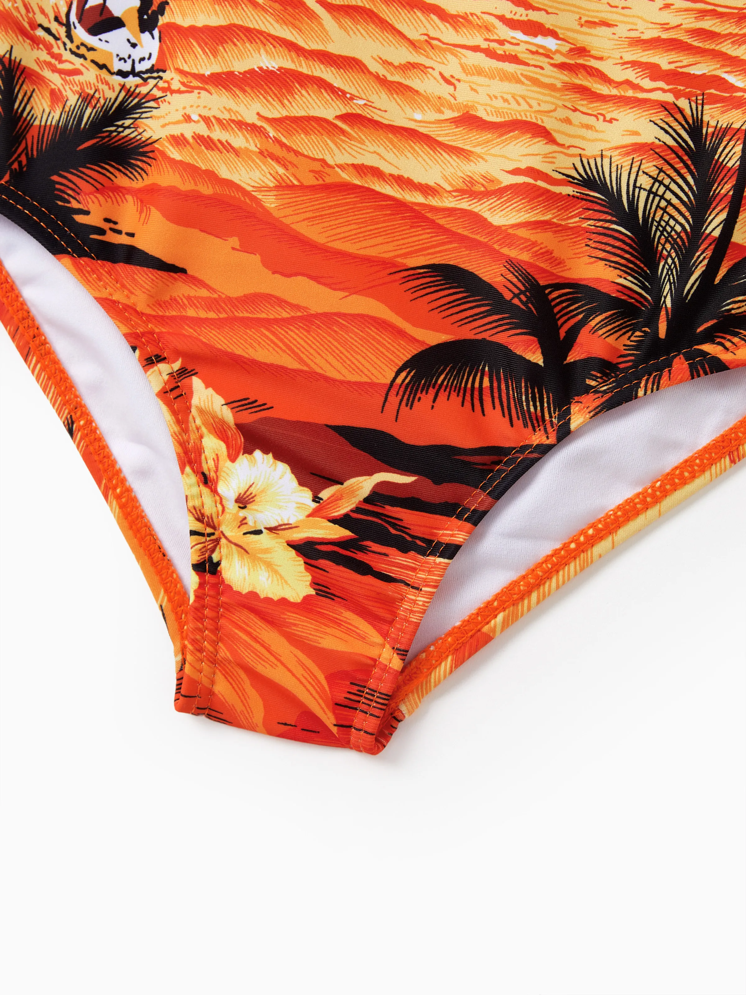 Toddler Girl Tropical Hawaiian Swimsuits Orange - Image 6