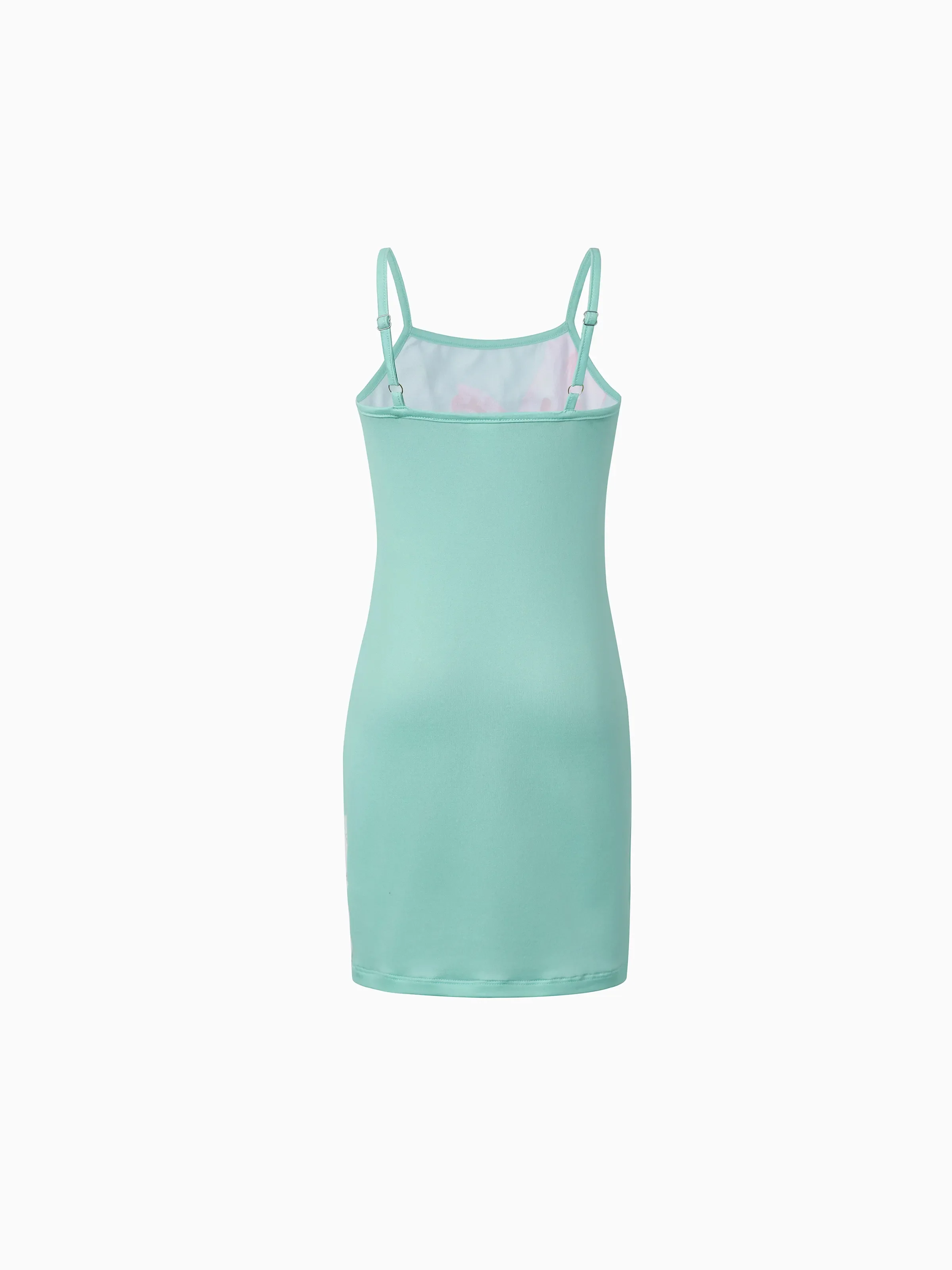 Toddler/Kid Girl Casual Flower Print Sleeveless Strappy Dresses Light Green - Image 3