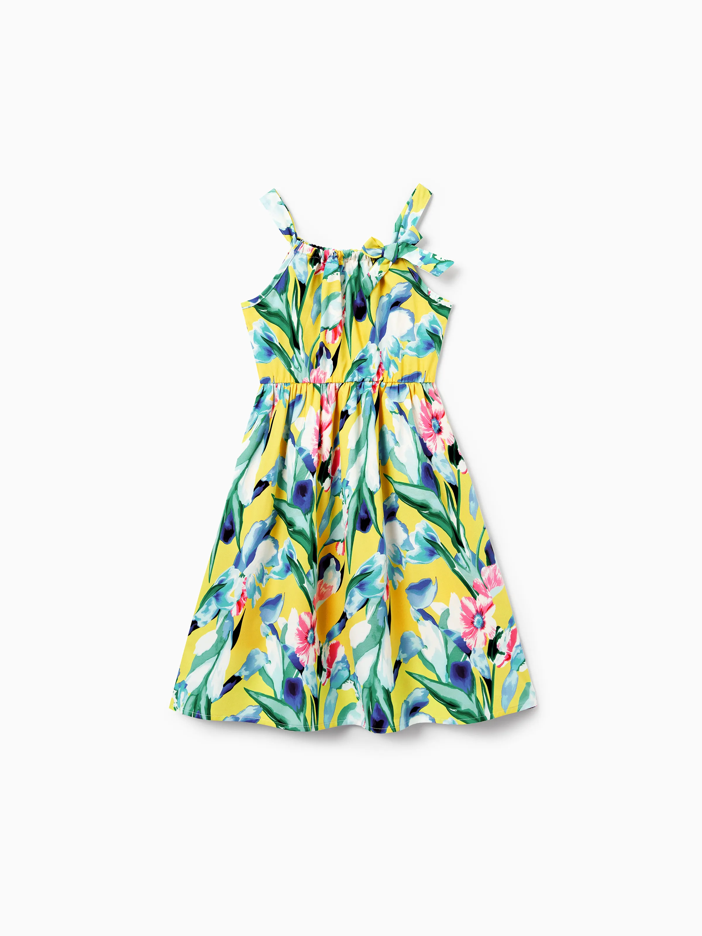 Toddler/Kid Girl Casual Outfits Floral Print Strappy Dress Yellow - Image 2