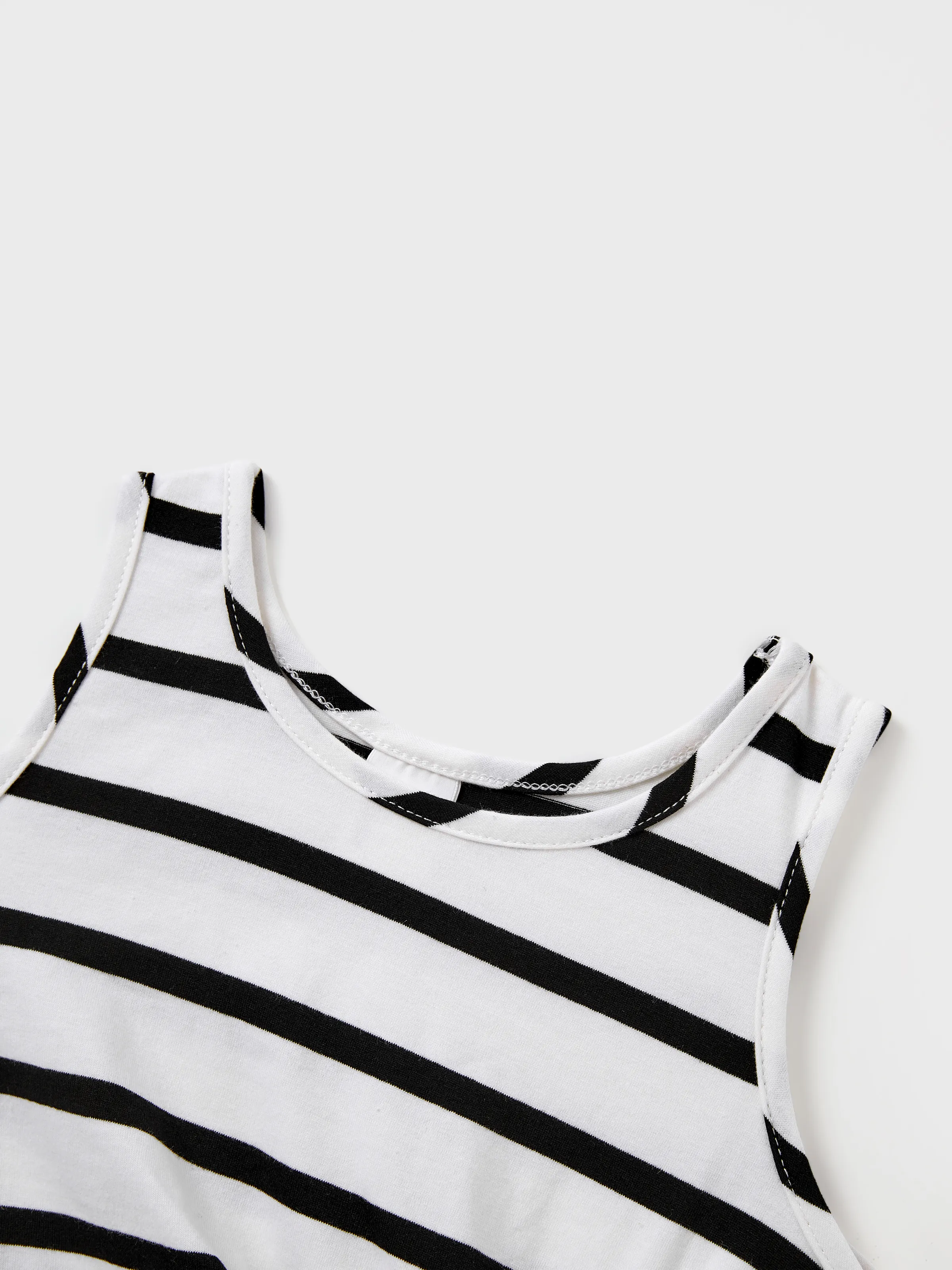 Toddler/Kid Girl Cotton Black and White Stripe Strap Bodycon Dress Black+White - Image 4