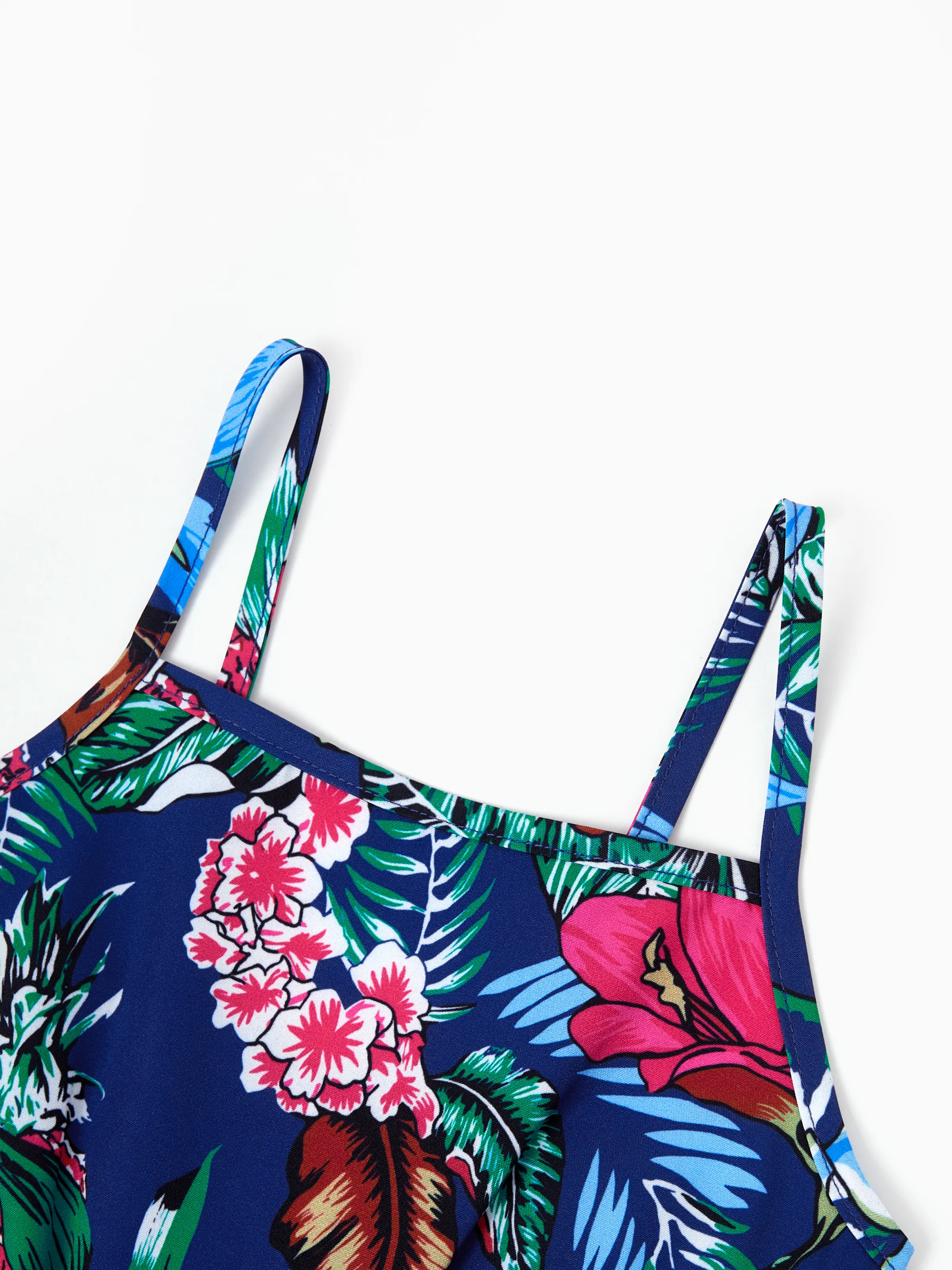 Toddler/Kid Girl Floral Print Sleeveless Cami Jumpsuit Deep Blue - Image 5