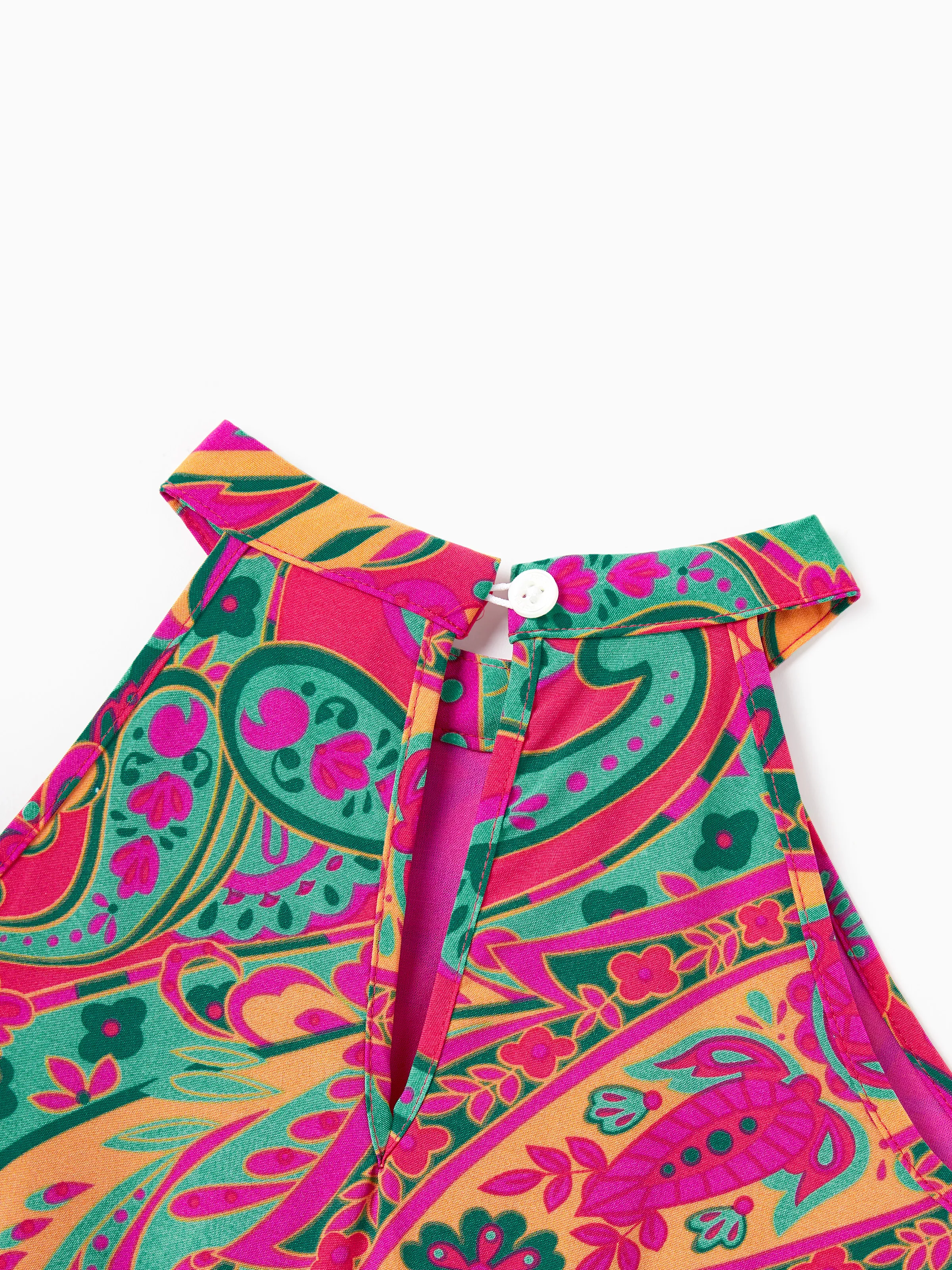 Toddler/Kid Girl Outfit Set Sleeveless Halter Belted Dress for Summer Vacation  Hot Pink - Image 5