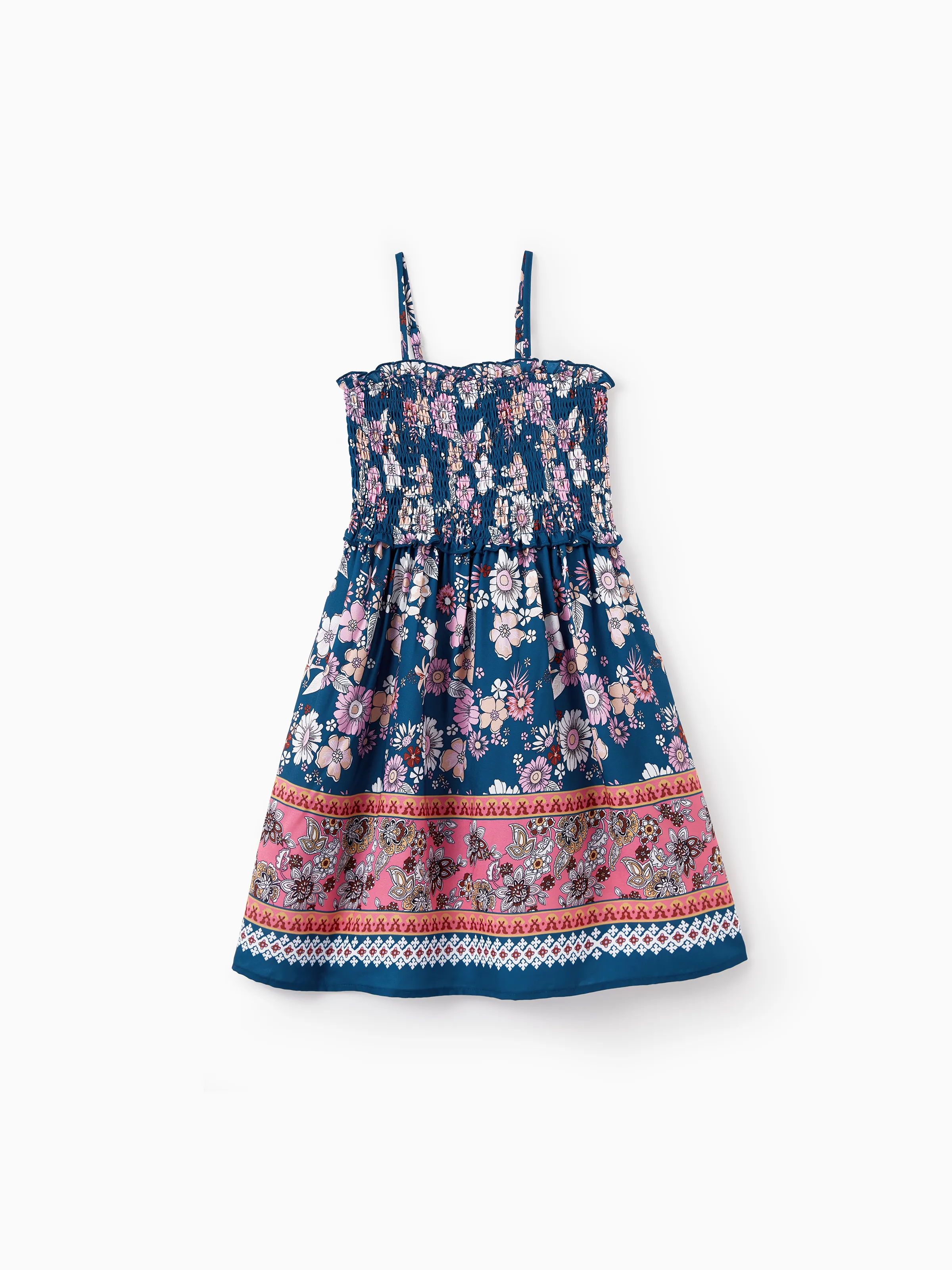 Toddler/Kid Girl Floral Allover Print Halter Sleeveless Dress for Summer Vacation  CYAN-