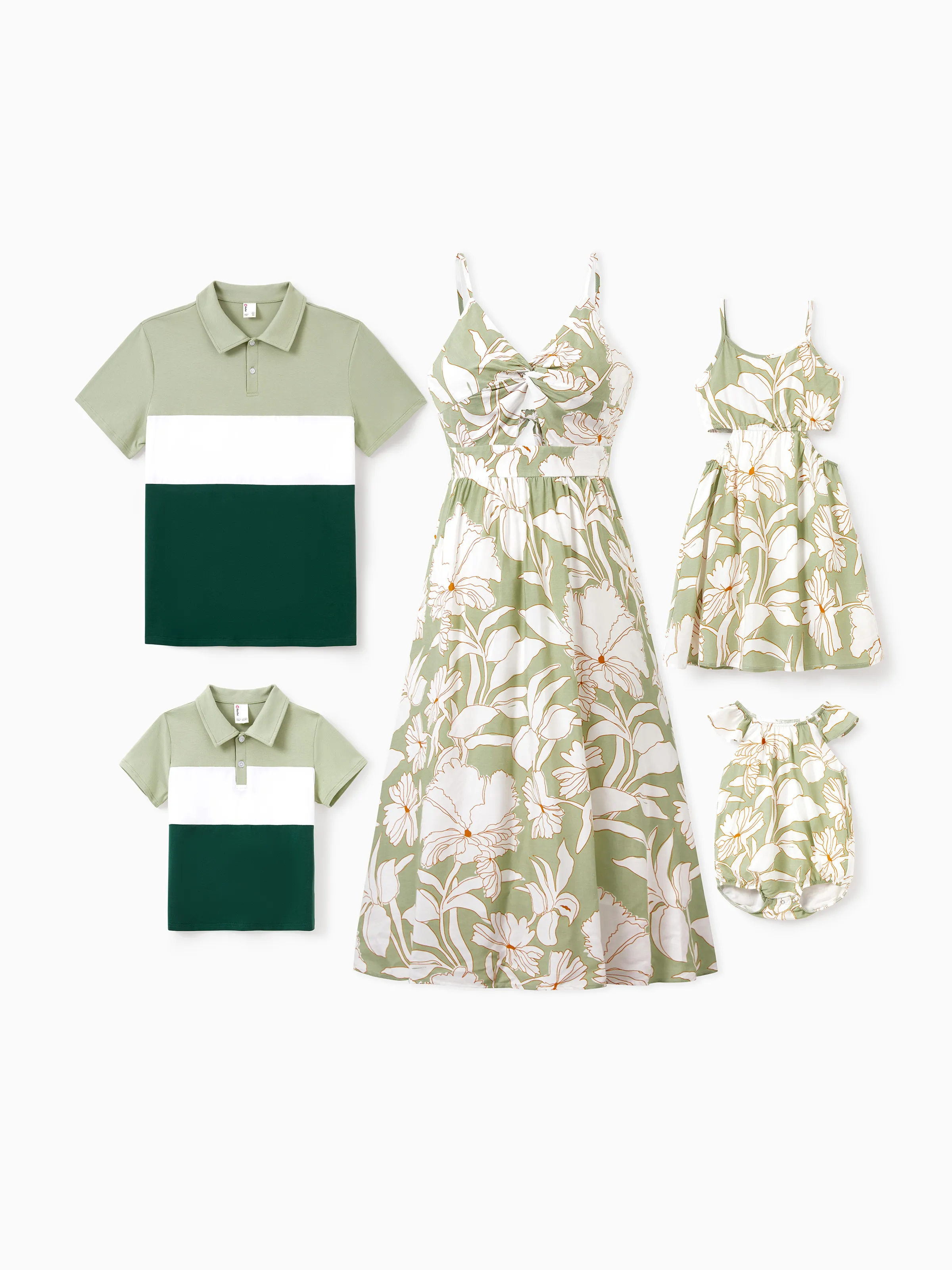 Toddler/Kid Girl Outfits Tropical Floral Print Strap Dress Pale Green - Image 2