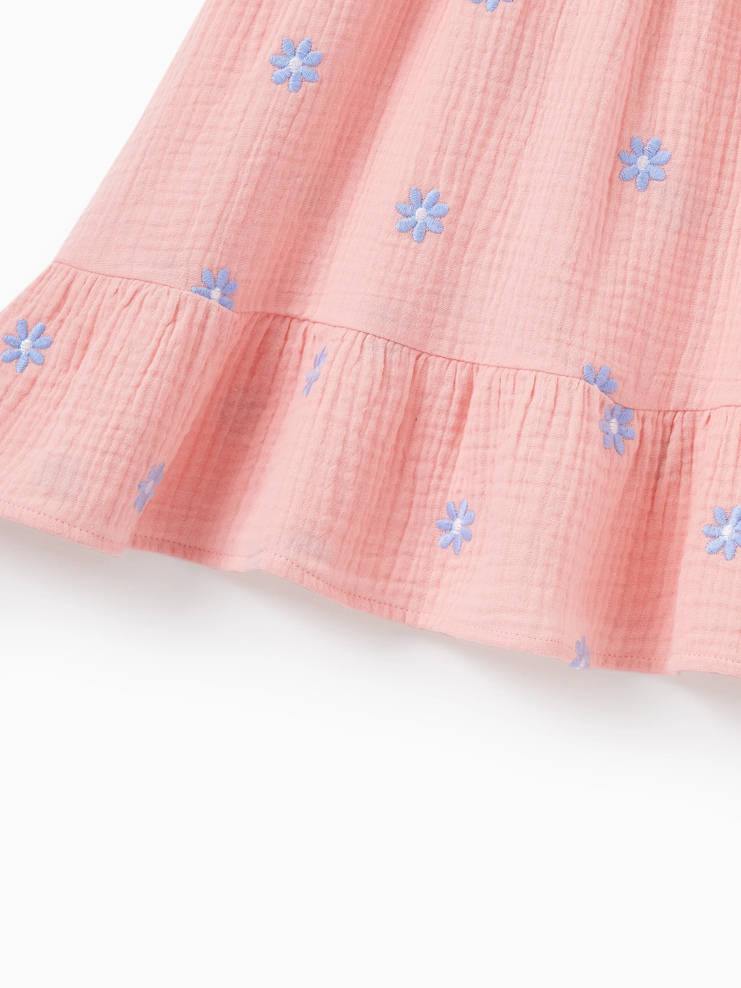 Toddler/Kid Girl Pink Flower Print Smocked Tie-Back Cotton Dress, Perfect for Summer Family Outings & Photos Mauve Pink - Image 5