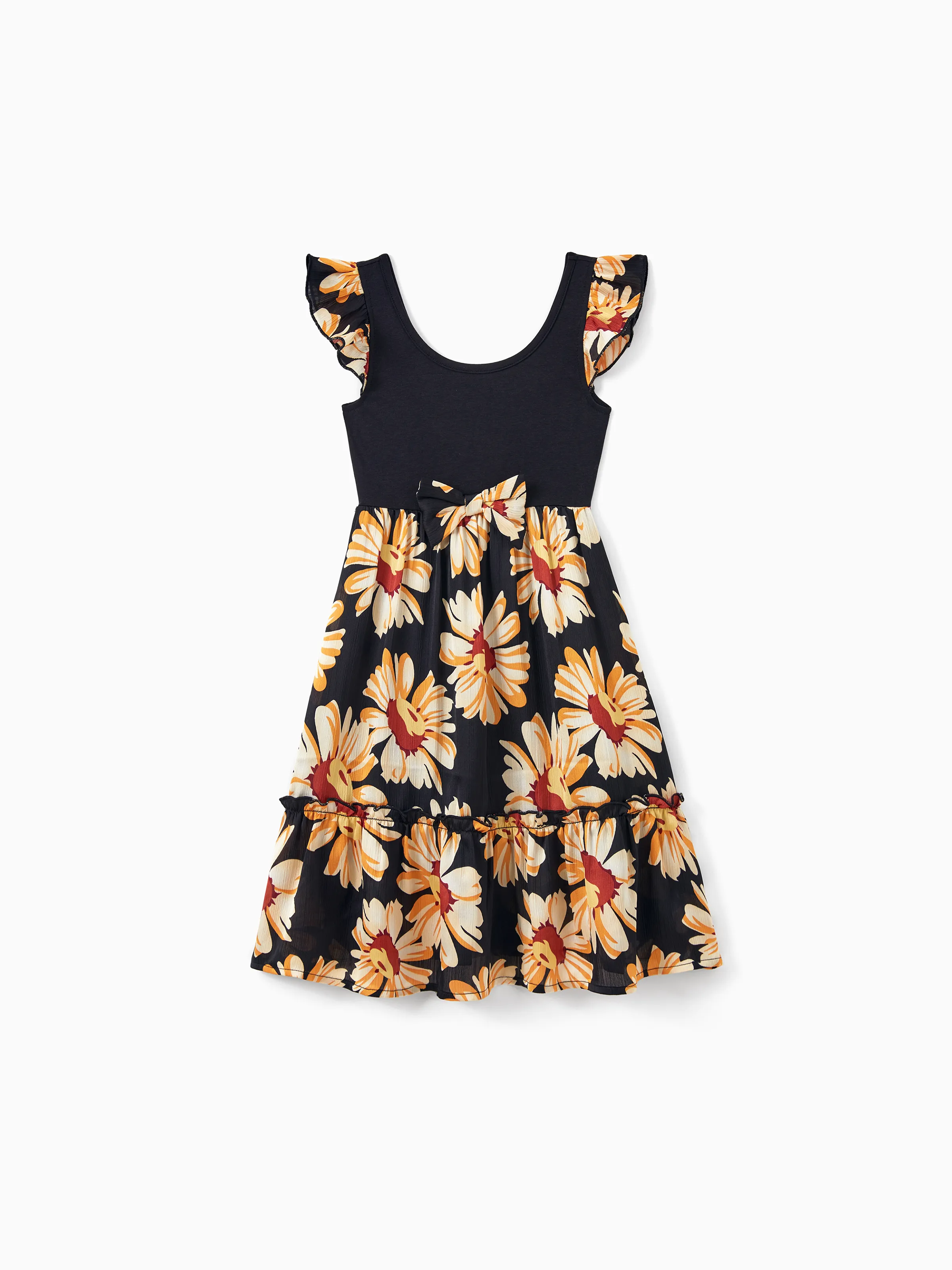 Toddler/Kid Girl Set Floral Sleeveless Strappy Dress Black - Image 2