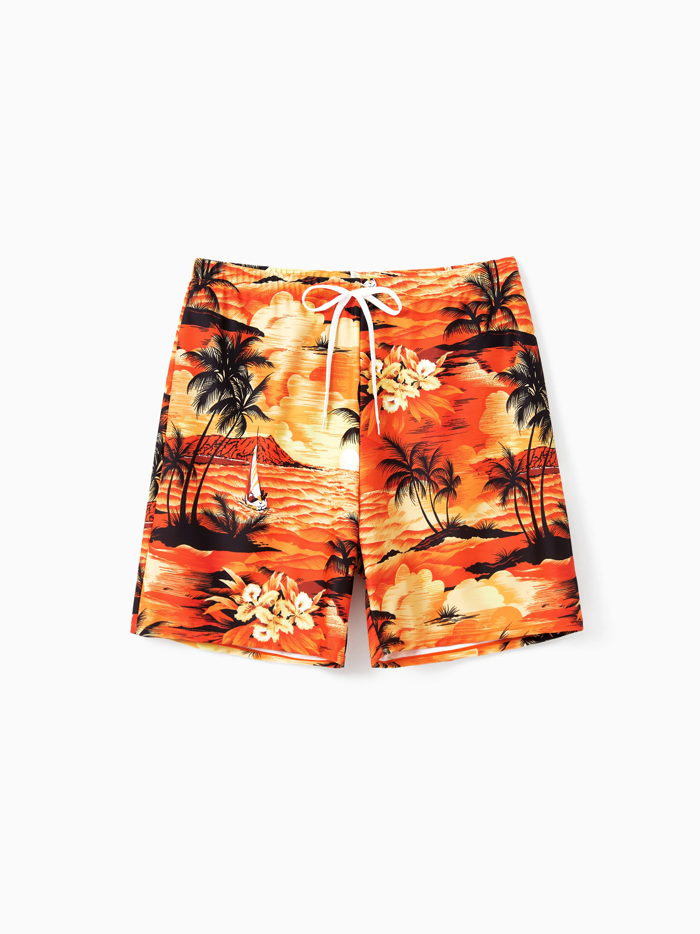 Daddy & Daughter Tropical Hawaiian Swimsuits Swimwear Orange - Image 3