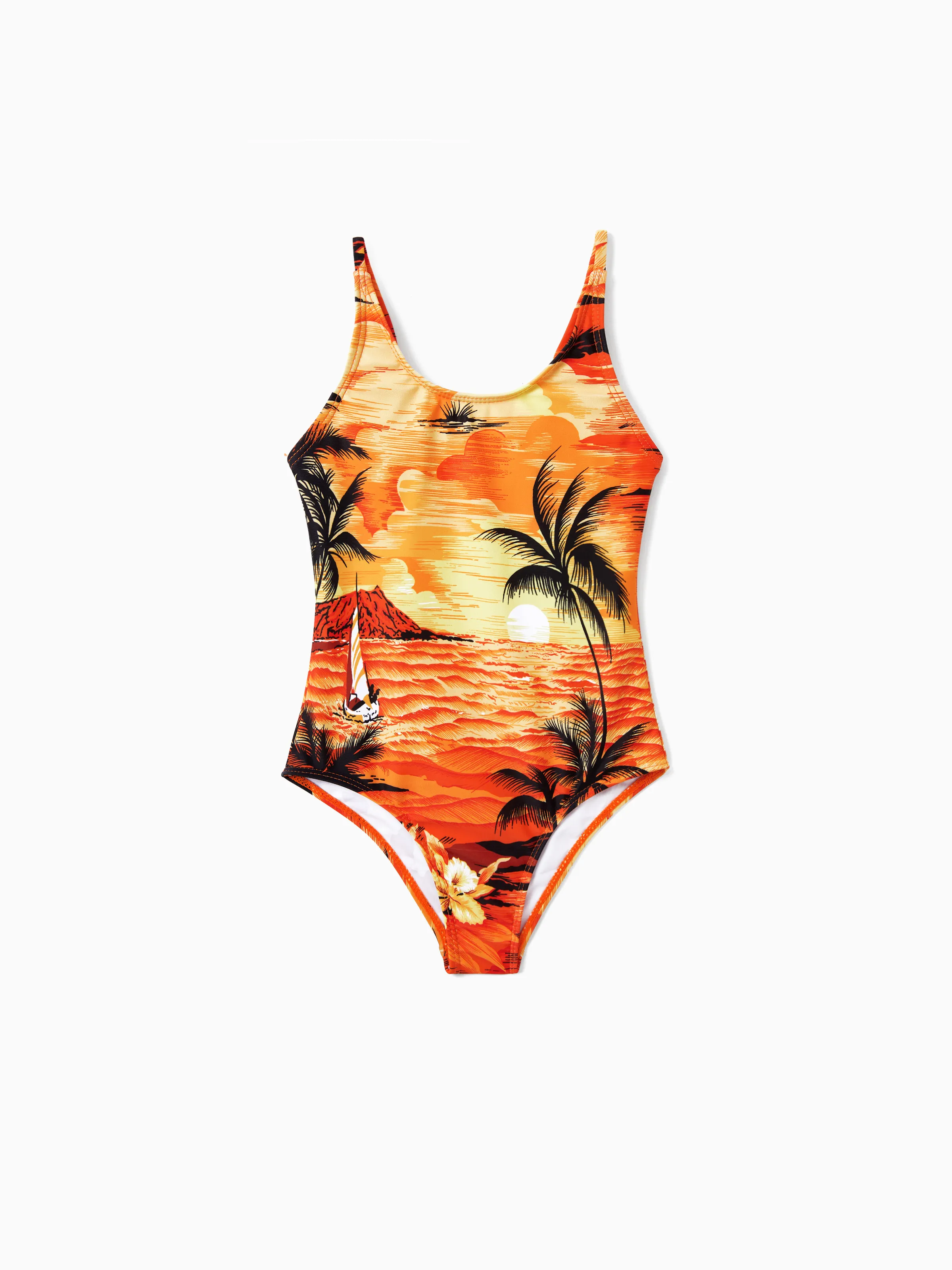 Daddy & Daughter Tropical Hawaiian Swimsuits Swimwear Orange - Image 8